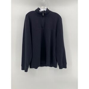 Perry Ellis Mens XL Navy Blue Quarter Zip Ribbed Pullover Sweater